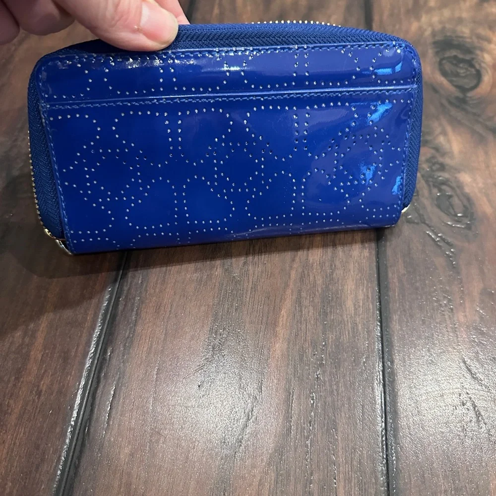 Kate Spade Royal blue Patent Leather Zip Around Zip Up Wallet Wristlet - Picture 4 of 6